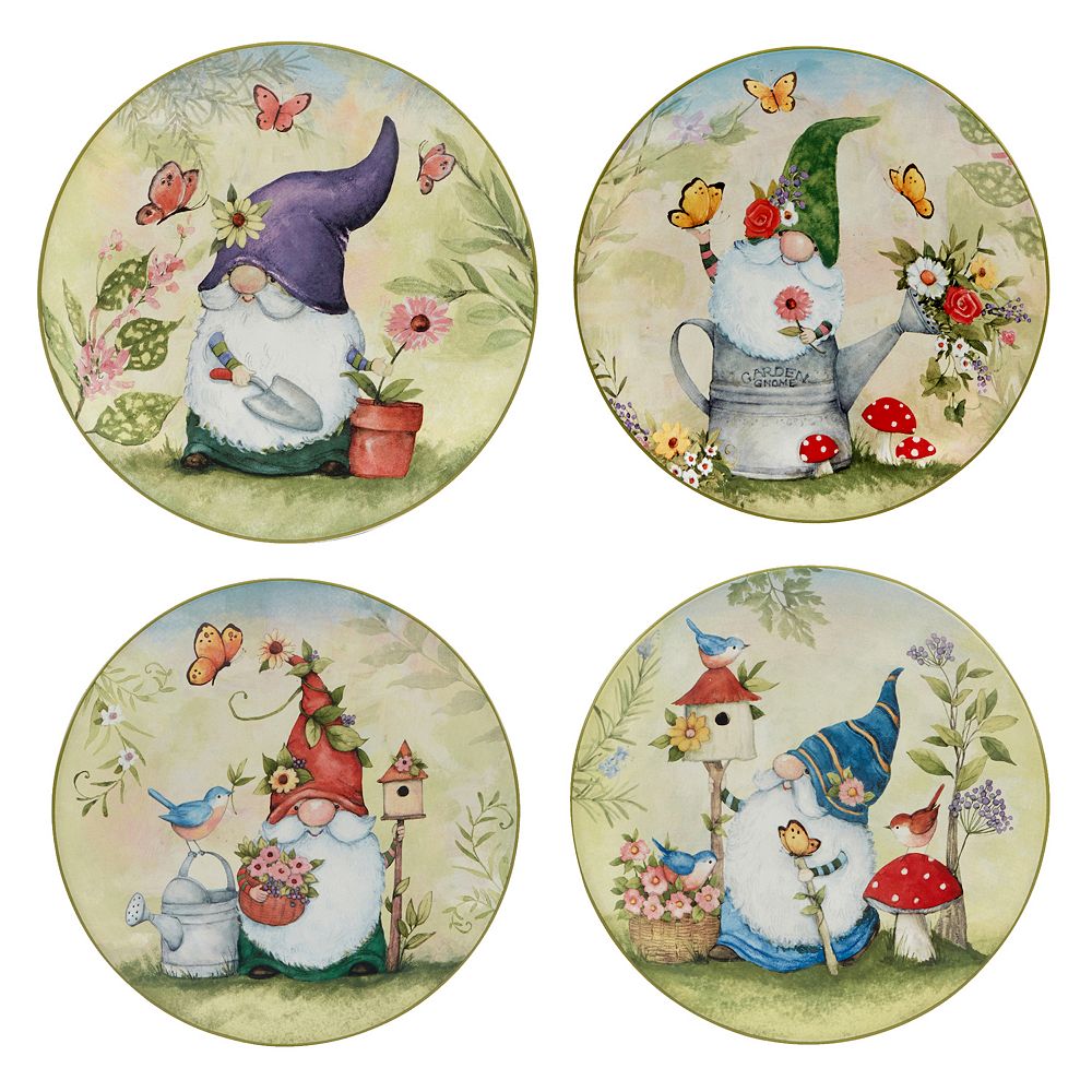 Certified International Garden Gnomes 4-pc. Salad Plate Set