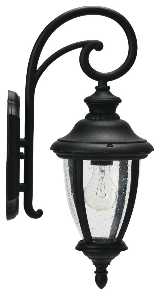 Robert Stevenson Lighting Prestwick   Metal and Glass Outdoor Light  Matte Black   Mediterranean   Outdoor Wall Lights And Sconces   by Creative Co op  Houzz