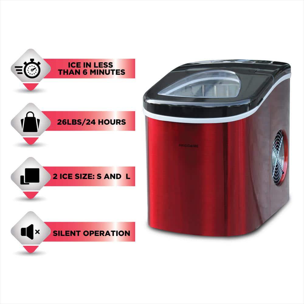 Frigidaire 26 lb Portable Counter Top Ice Maker in Red Stainless