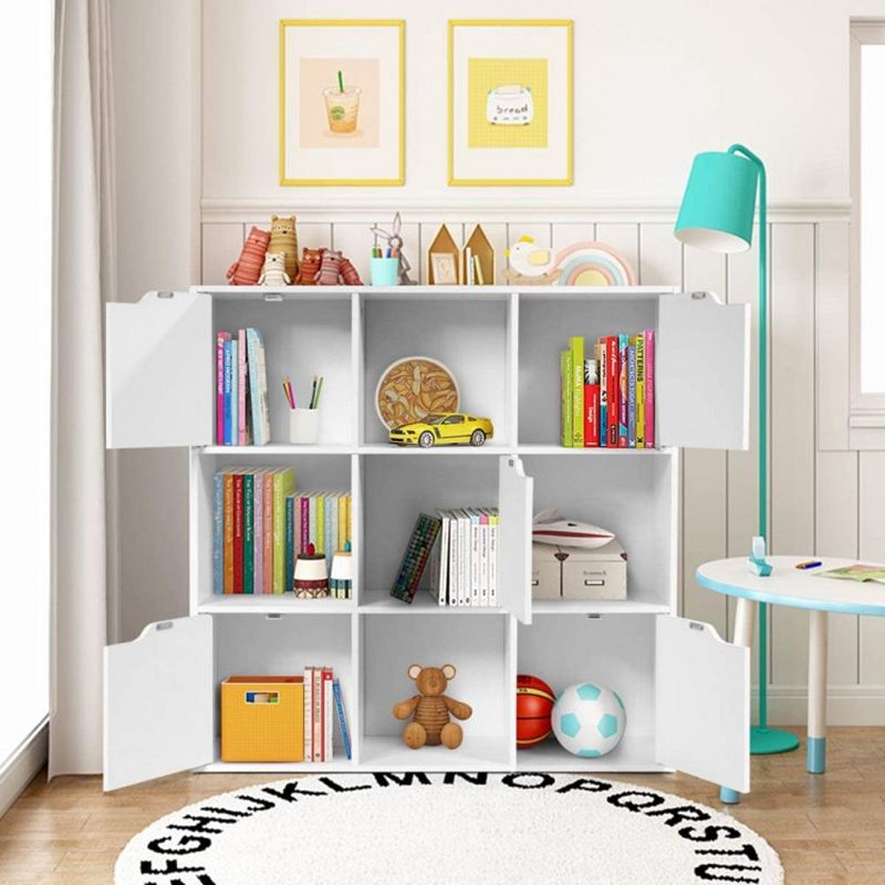 Hivago Free Standing 9 Cube Storage Wood Divider Bookcase for Home and Office-White