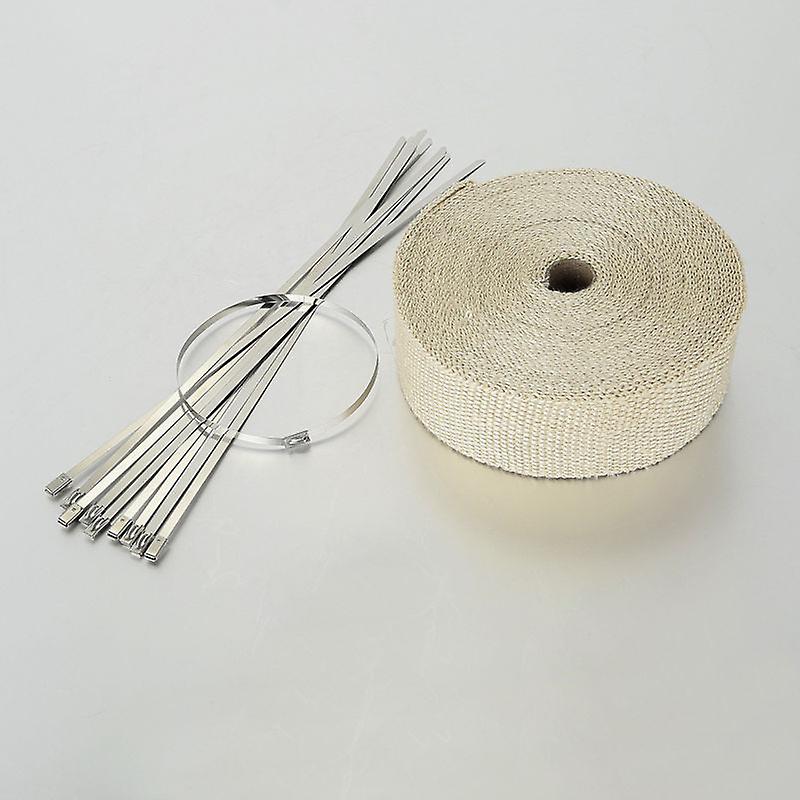 Born Pretty Roll Titanium Exhaust Header Pipe Heat Wrap Tape+stainless Ties Kit 5cm*15m