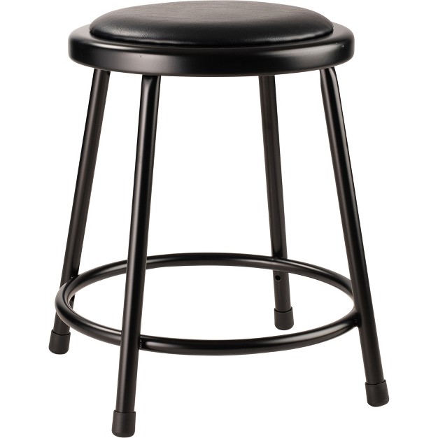 National Public Seating 6400 Series Heavy Duty 18 Inch Steel Stool With Vinyl Padded Seat Supports Up To 300 Pounds Black Frame And Legs