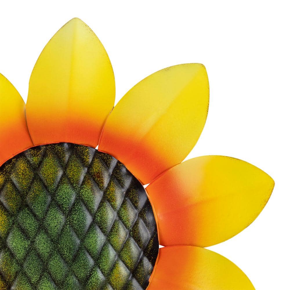 Alpine Corporation 63 in. Tall Outdoor Metallic Blooming Sunflower Garden Stake Yard Decoration JUM246