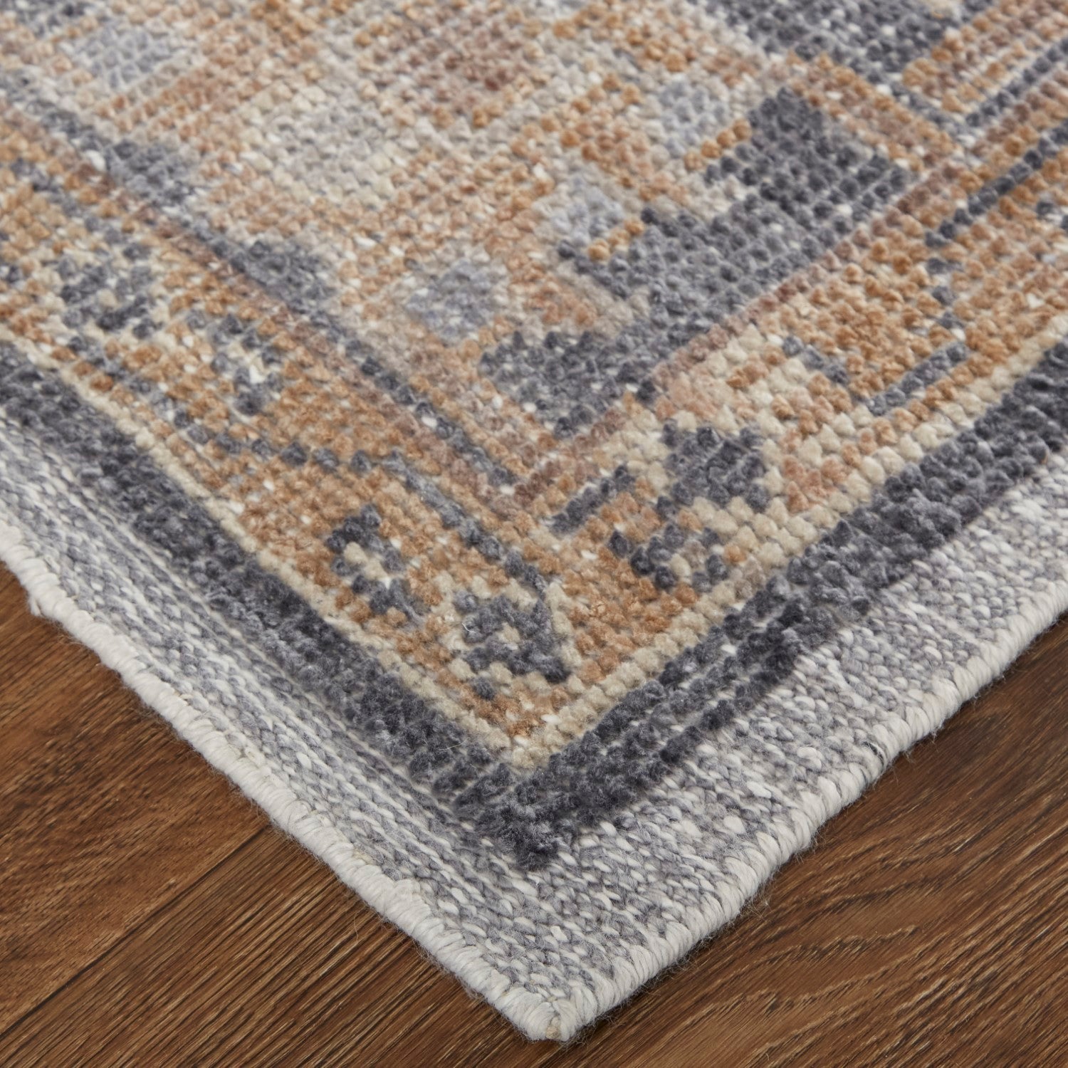 Tierney Hand-Knotted Ornamental Stone Blue/Apricot Tan Rug