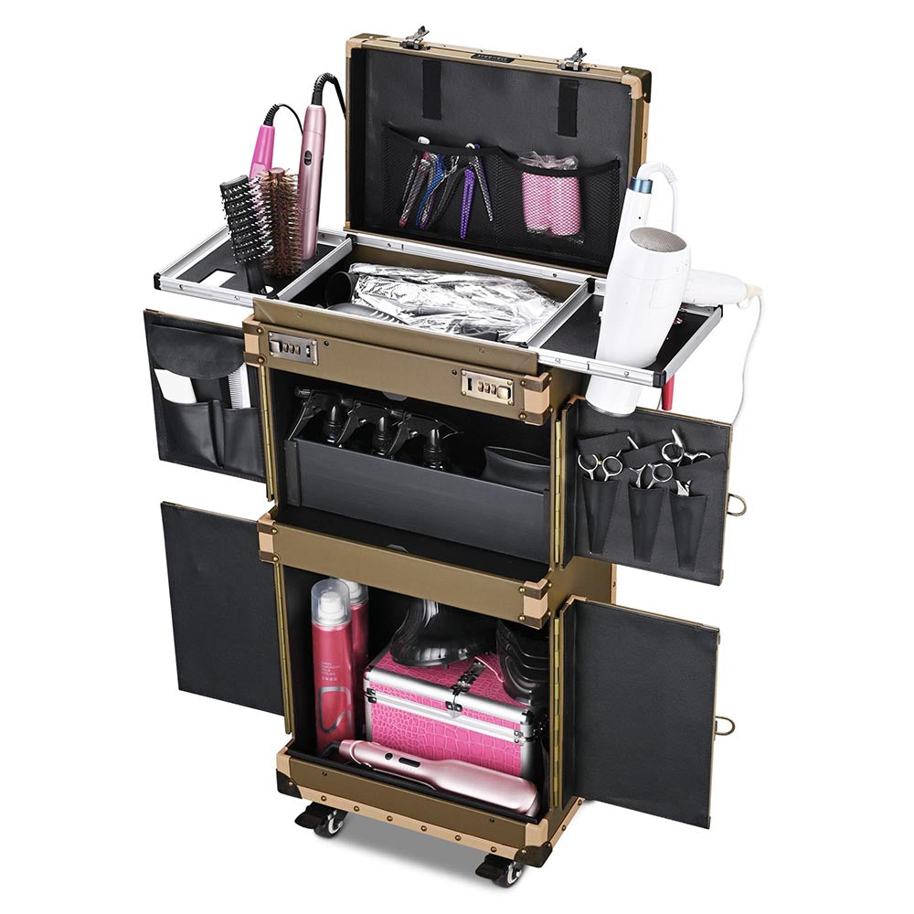 Byootique XLarge Rolling Makeup Lockable Hair Stylist Train Case