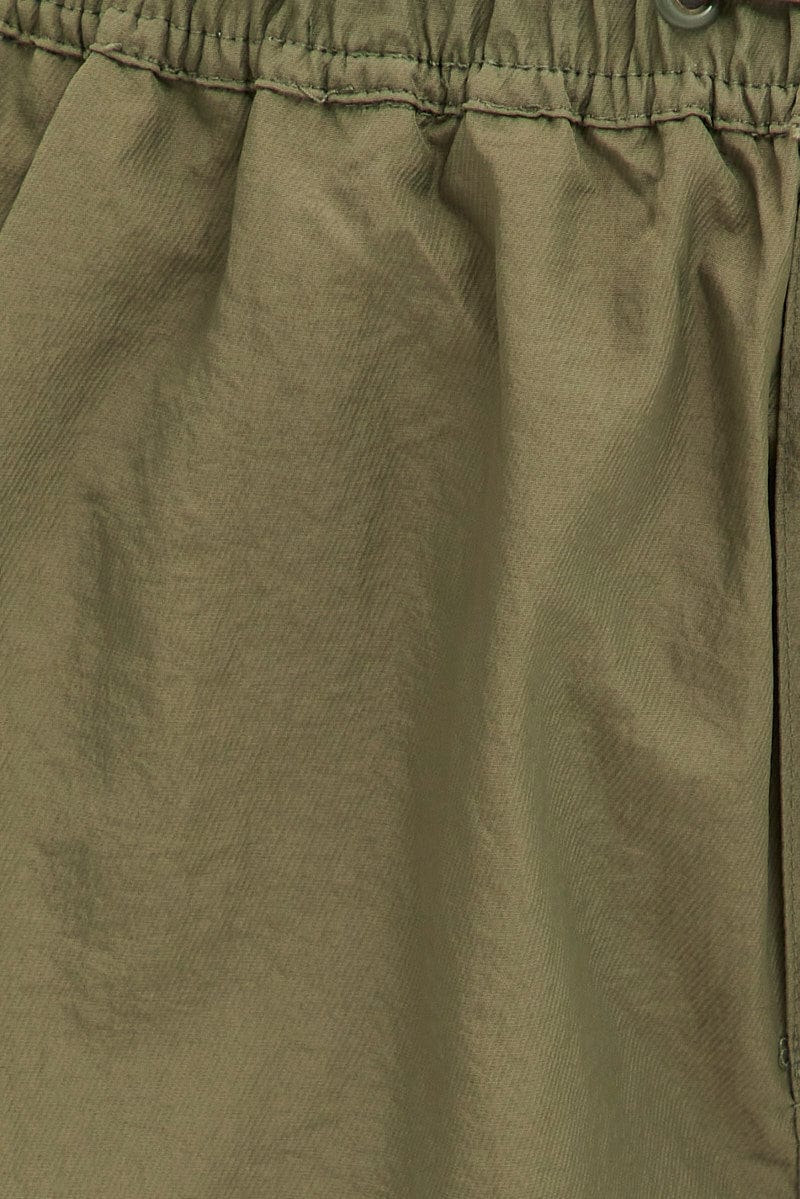 Green Parachute Cargo Pants Mid Rise
