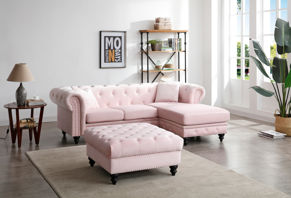 Nola Sofa Chaise   Eclectic   Sectional Sofas   by Glory Furniture  Houzz