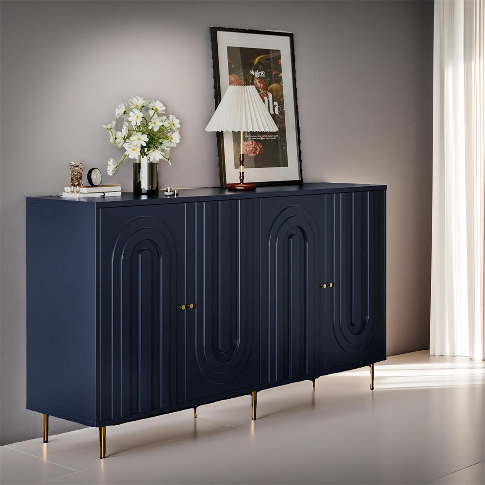 Modern Lacquered 4 Door Wooden Cabinet Sideboard Buffet Server Cabinet