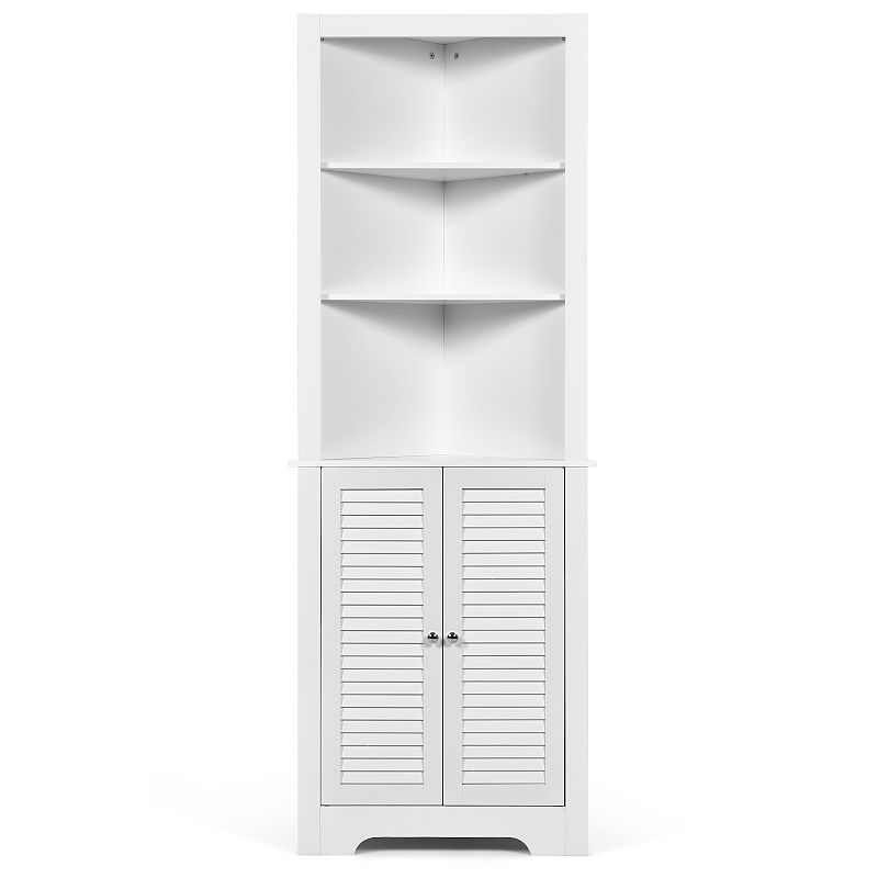 Free Standing Tall Bathroom Corner Storage Cabinet with 3 Shelves