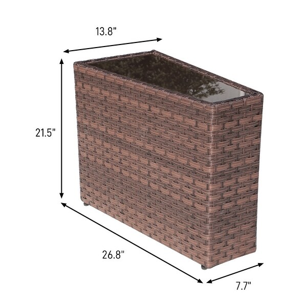 2piece Outdoor Wicker Arm Table Patio Side Table