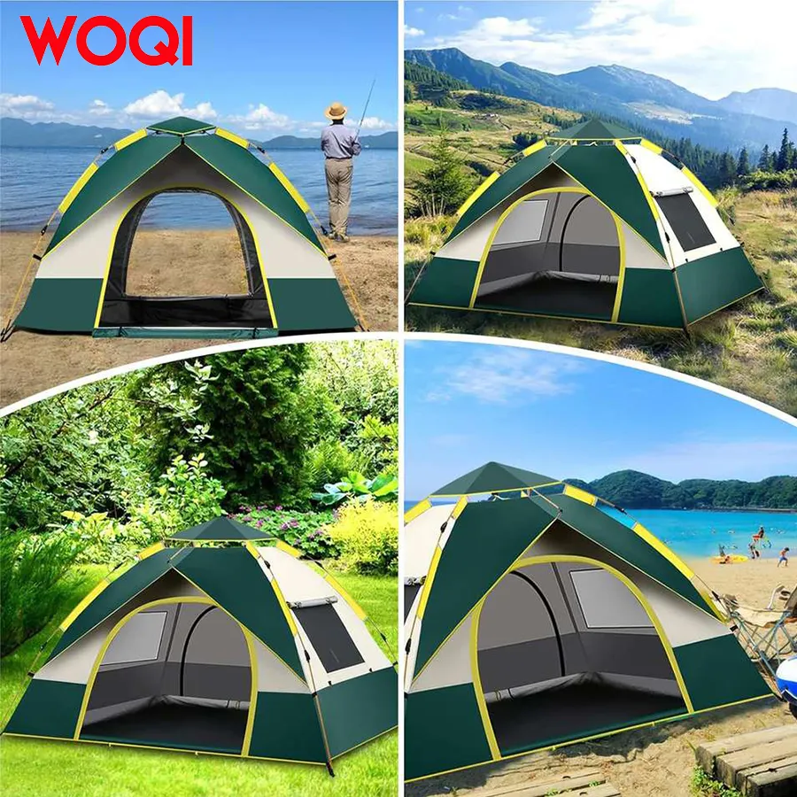 WOQI 4 person family camping tent  waterproof and windproof  outdoor backpacking and hiking