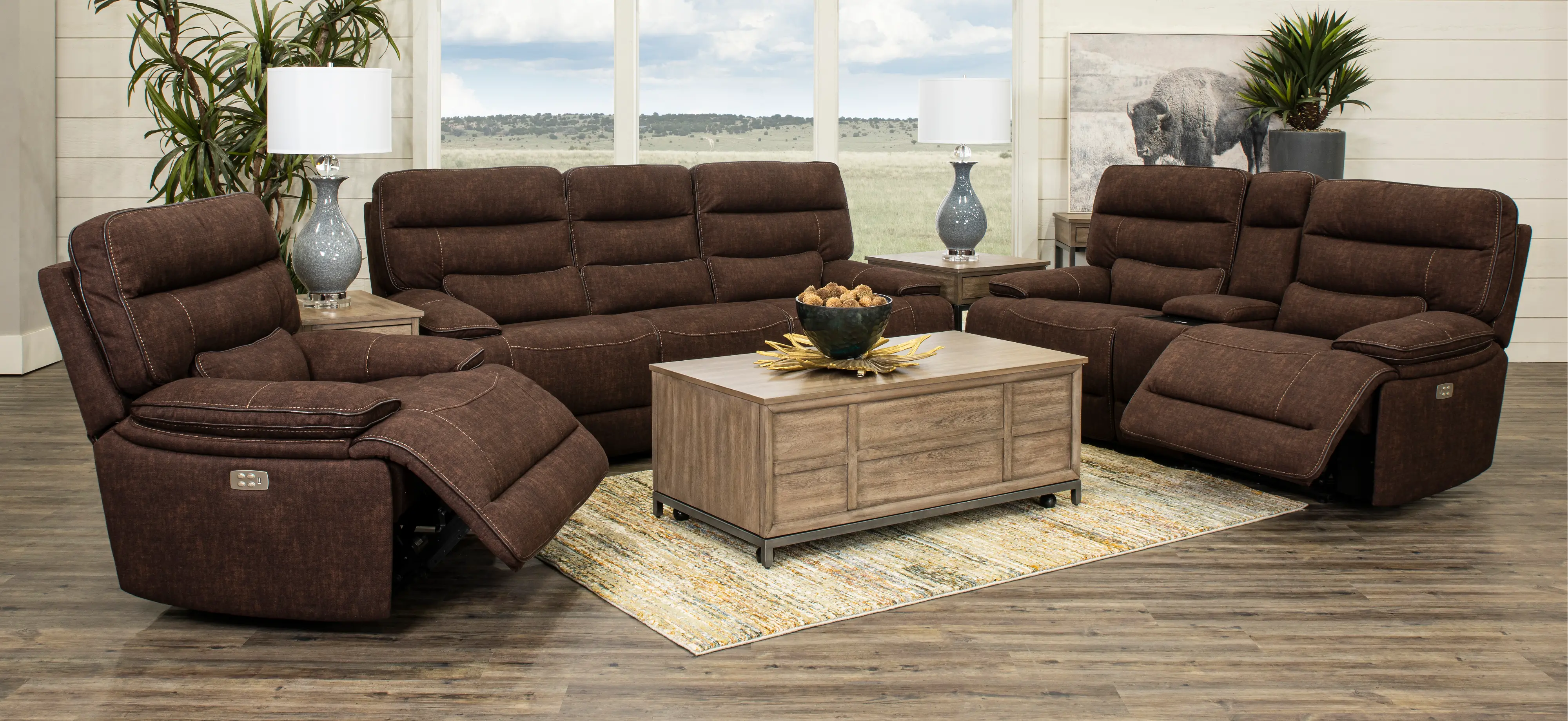 Rock Quarry Brown Power Reclining Sofa