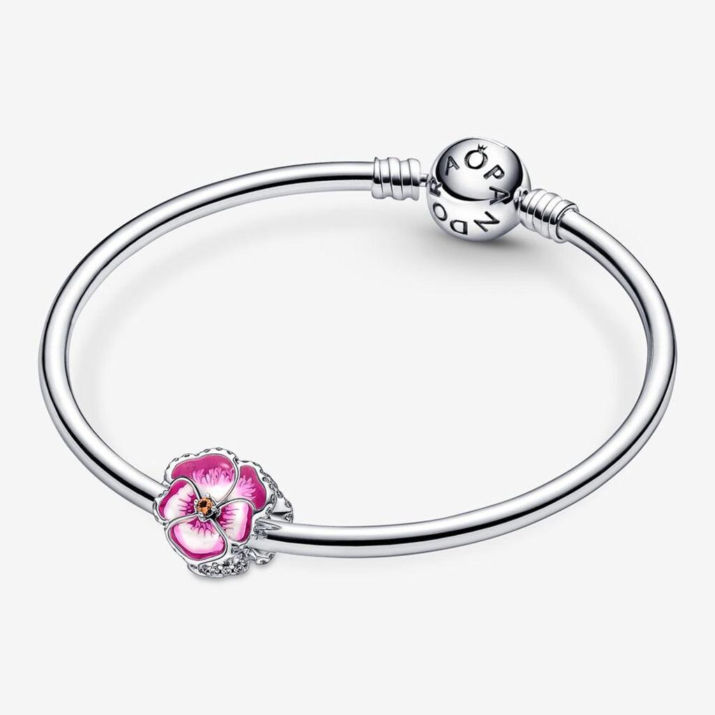 PANDORA  Pink Pansy Flower Charm