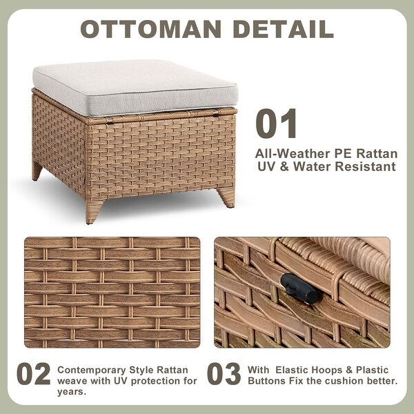 Wicker Rattan Ottoman Outdoor Patio Ottoman