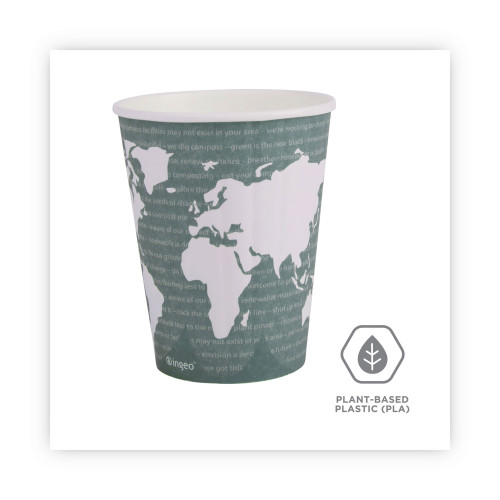 Eco-Products World Art Renewable and Compostable Insulated Hot Cups， PLA， 12 oz， 40/Packs， 15 Packs/Carton (EPBNHC12WD)