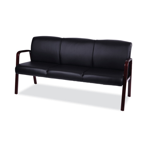 Alera Reception Lounge WL 3-Seat Sofa， 65.75w x 26d.13 x 33h， Black/Mahogany (RL2319M)