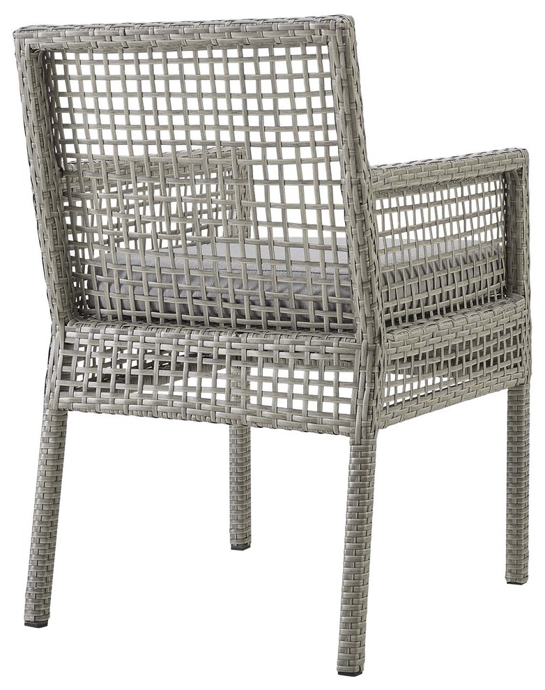 Aura Dining Armchair Outdoor Patio Wicker Rattan Set of 4  Gray Gray   Tropical   Outdoor Dining Chairs   by Beyond Design  ampMore  Houzz