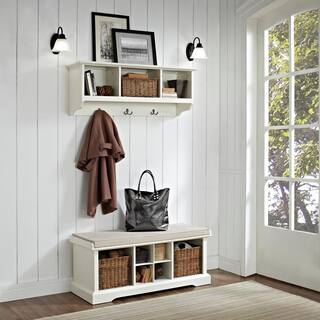 CROSLEY FURNITURE Brennan Entryway Bench with Shelf Set in White KF60001WH