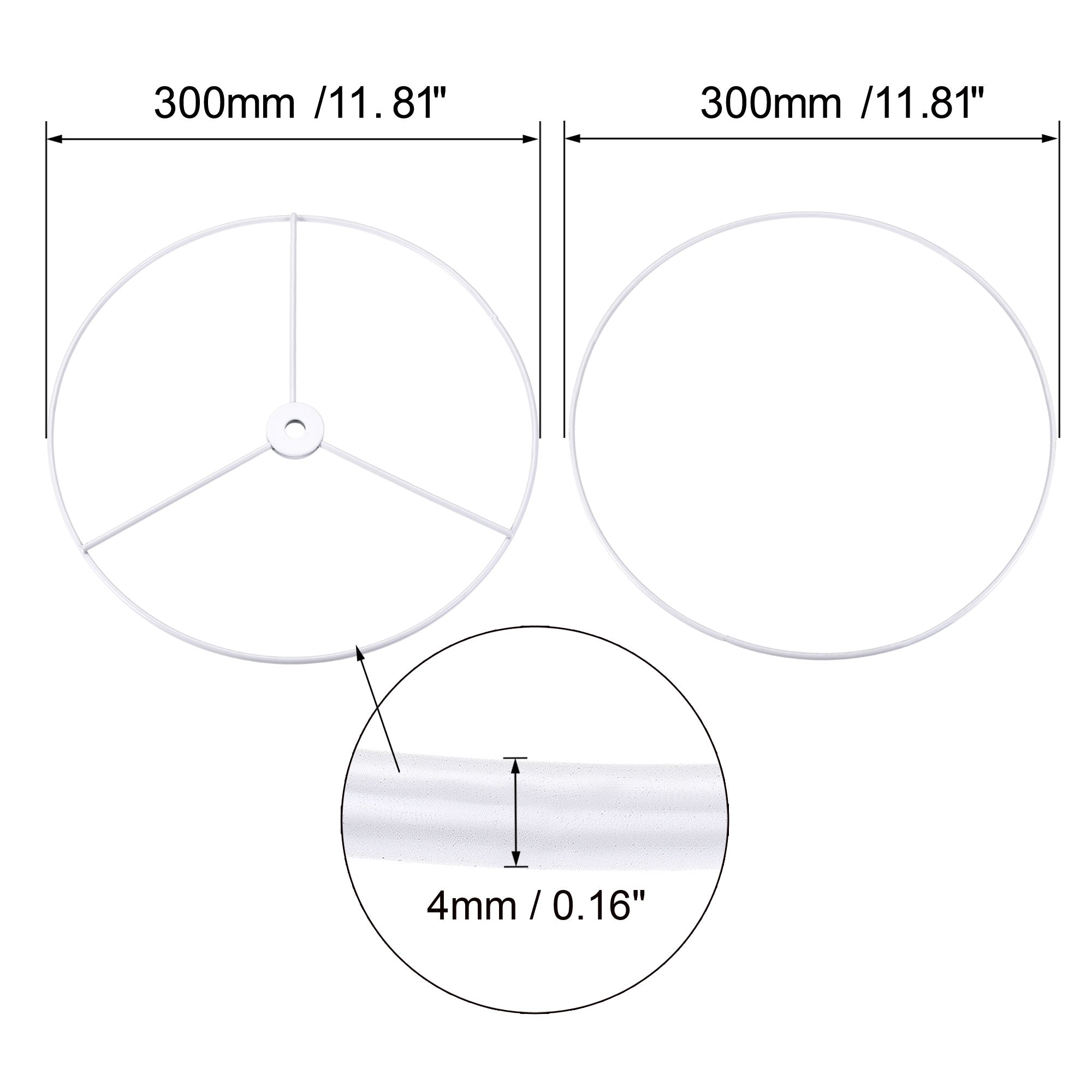 Uxcell Lampshade Holder Frame Lamp Shade Ring Baked Coating 1 Set 11.81inch