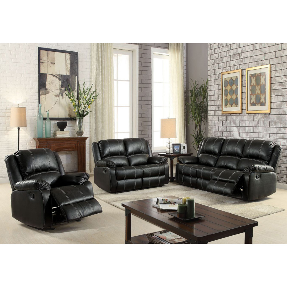 Faux Leather Metal Reclining Loveseat  Red   Contemporary   Loveseats   by Simple Relax  Houzz