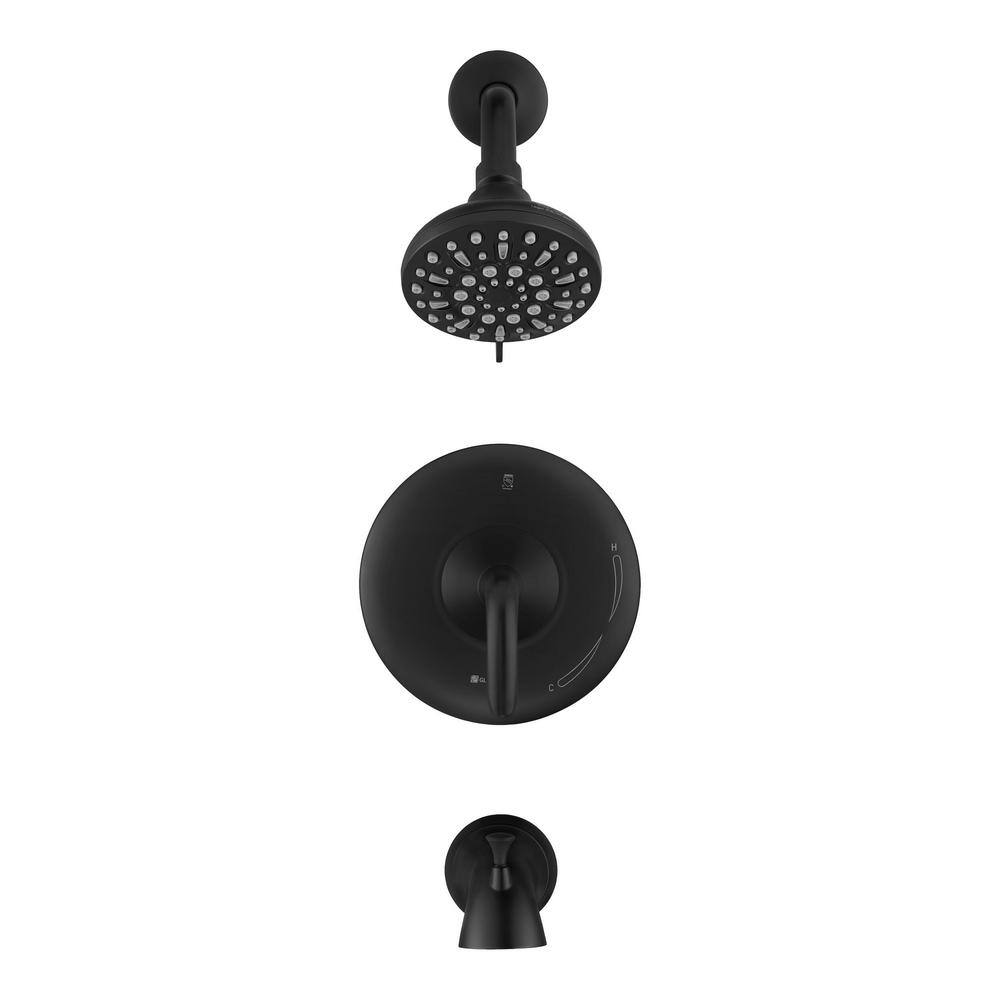 Glacier Bay Irena Single-Handle 6-Spray Tub and Shower Faucet in Matte Black (Valve Included) HD873X-8E10H