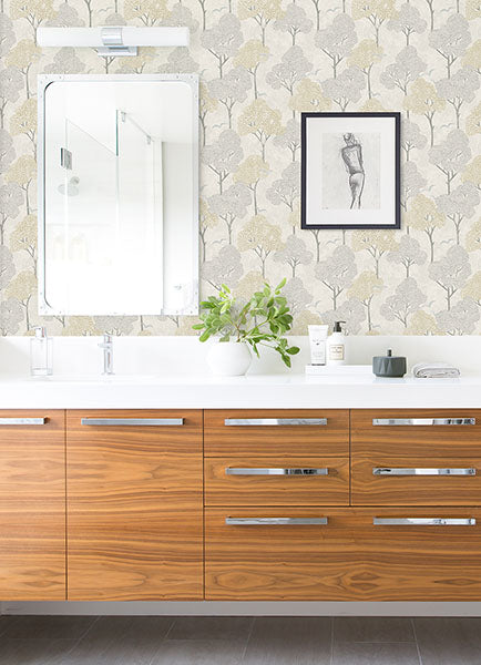 Lykke Neutral Textured Tree Wallpaper from Hannah Collection