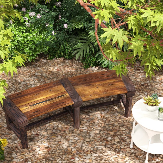 Outsunny Wooden Garden Bench Semicircular Round Outdoor Tree Bench Wrap Around Park Bench