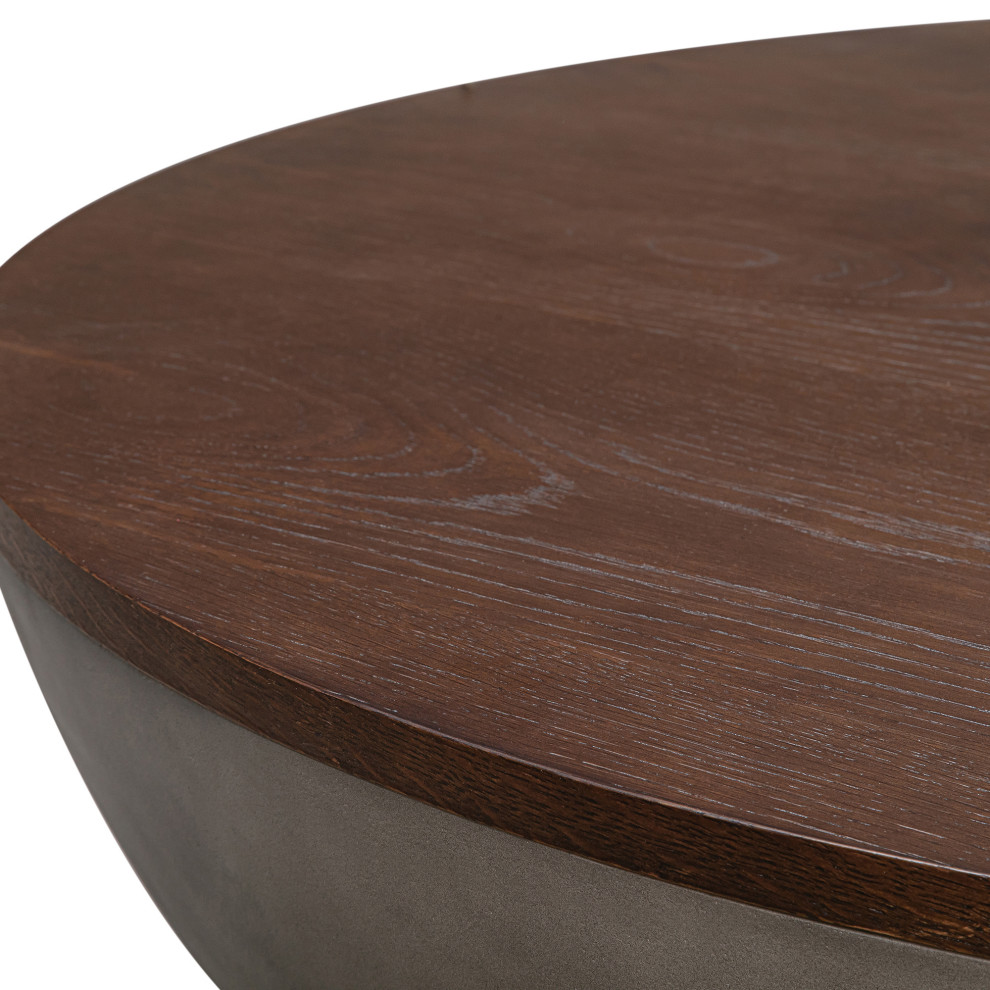 Armen Living Melody Concrete/Brown Brushed Oak Coffee Table LCMFCOCCBR   Transitional   Coffee Tables   by HedgeApple  Houzz