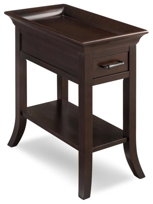 Bowery Hill Wood Tray Edge End Table in Rich Chocolate Cherry/Antiqued Bronze   Transitional   Side Tables And End Tables   by Homesquare  Houzz