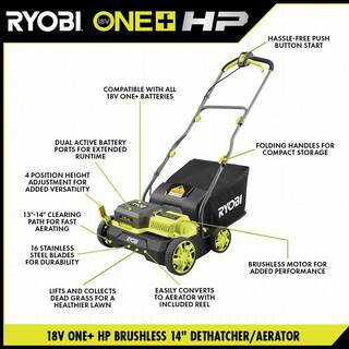 RYOBI ONE+ HP 18-Volt Brushless 14 in. Cordless Battery Cultivator Seed Spreader Two 4.0 Ah Batteries and Charger P2740-SS