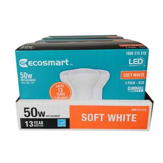 EcoSmart 50-Watt Equivalent R20 Dimmable ENERGY STAR LED Light Bulb Soft White (3-Pack) R20-1D 7W E26 120V 2700K