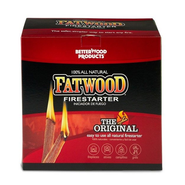 Betterwood 5lb Fatwood Natural Pine Firestarter 1 Pack For Campfire Bbq Or Pellet Stove Non toxic And Water Resistant