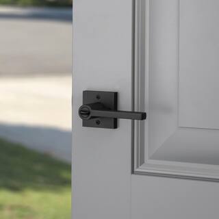 Baldwin Reserve Square Satin Black Keyed Entry Door Handle with Contemporary Rose ENSQUCSR190