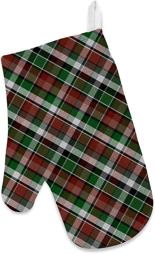 Kitchen Oven Mitts Glove Potholder Apron 3pcs Set Green Red Tartan Non Slip Heat Resistant Mitts For Baking Cooking Bbq