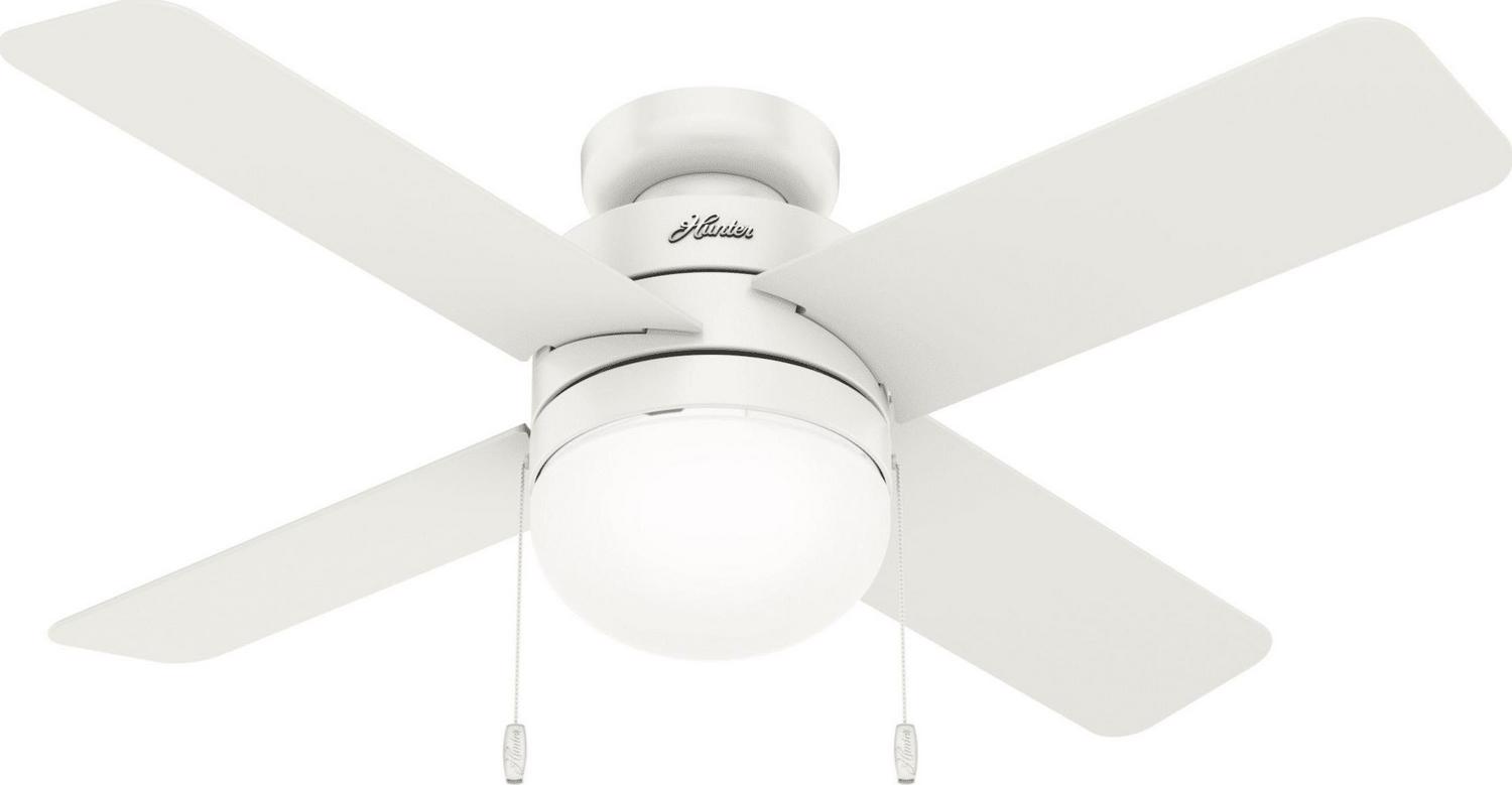 44in Timpani Ceiling Fan in Fresh White with LED Light Kit