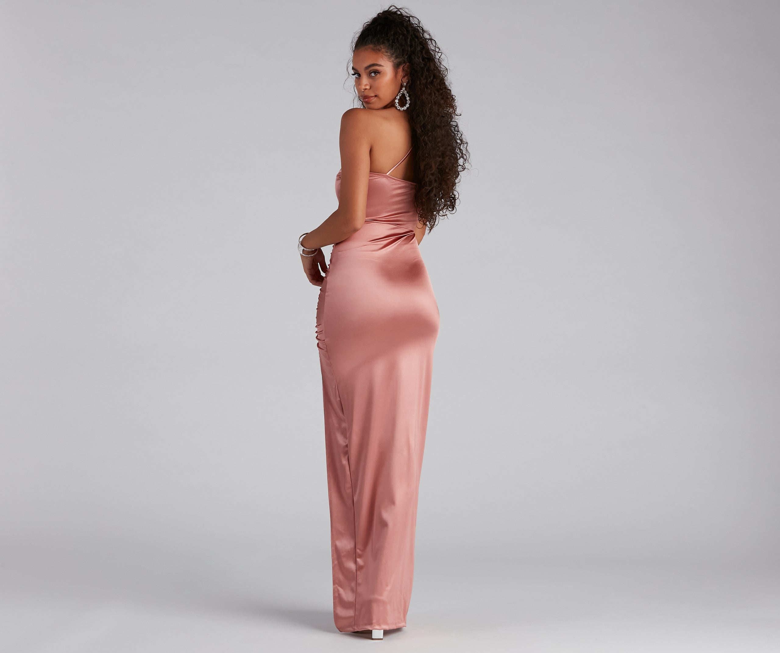 Norah Formal High Slit Satin Dress