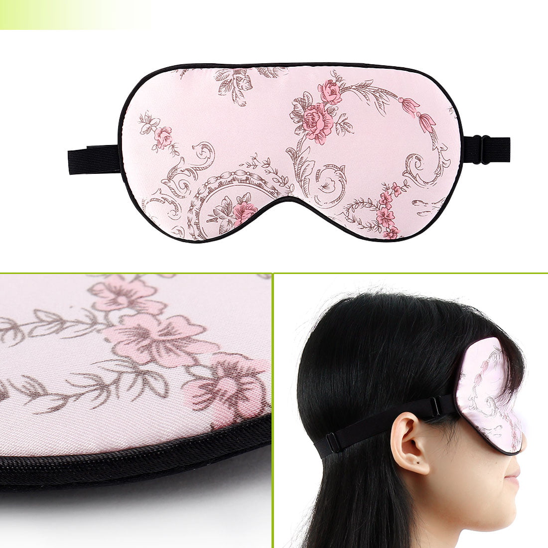 PiccoCasa Natural Silk Sleeping Mask with Adjustable Strap Supersmooth Eye Mask Pink Rose