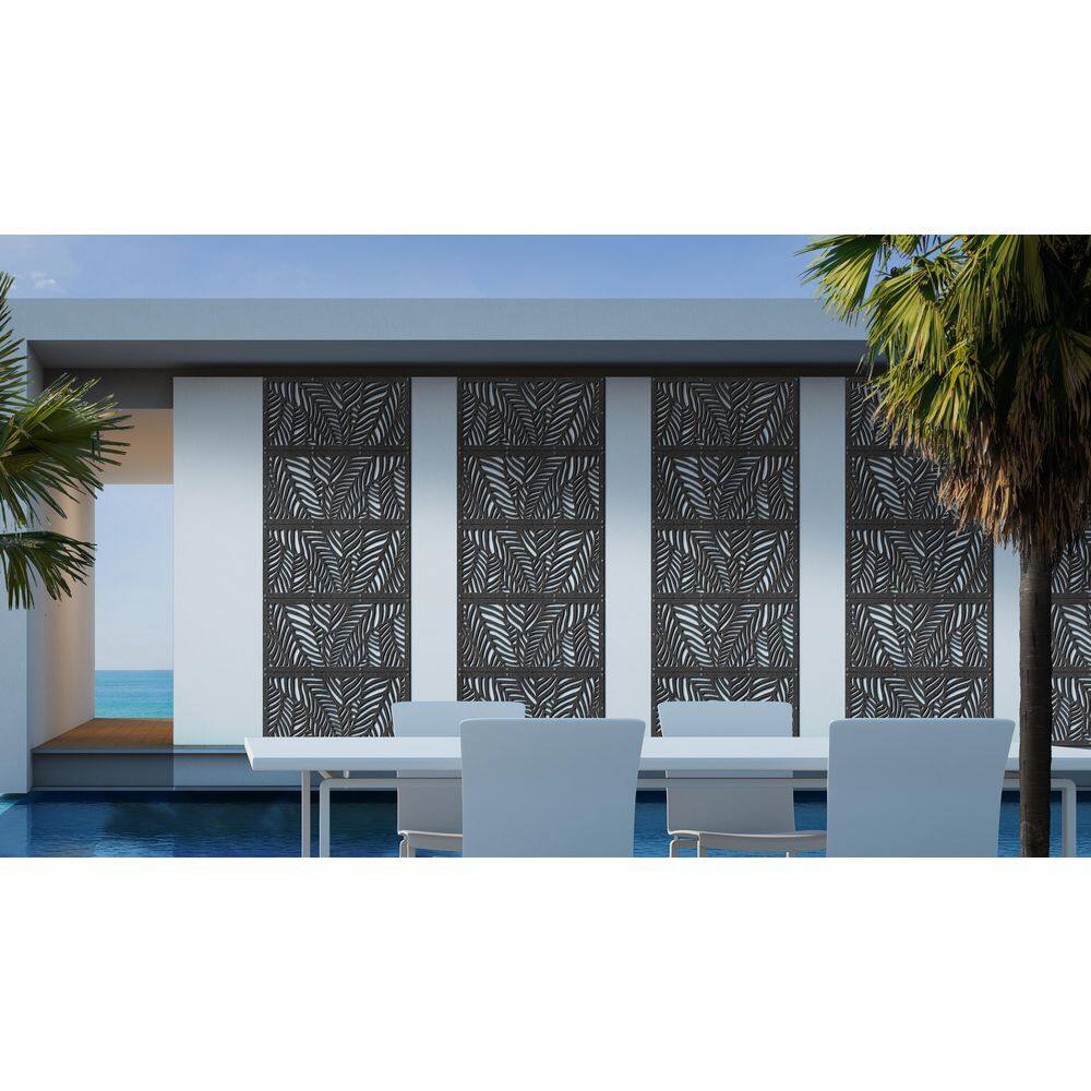 DESIGN VU Tahiti 4 ft. x 2 ft. Charcoal Recycled Polymer Decorative Screen Panel Wall Decor and Privacy Panel DVU2405C