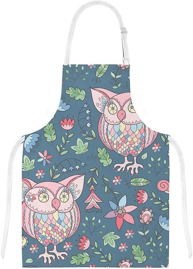 Insulation Kitchen Oven Mitts Potholder Apron 3pcs Set Cute Owls And Flowers Leaves Non Slip Heat Resistant Gloves For Baking Cooking Bbq