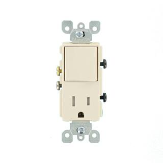 Leviton Decora 15 Amp Tamper-Resistant Combination SwitchOutlet Light Almond R66-T5625-0TS