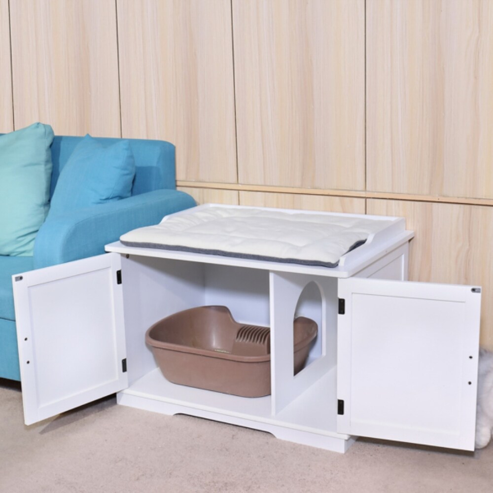 Cat Litter Box Enclosure Cabinet  Large Wooden Indoor Storage Bench Furniture for Living Room   (33.85 x 21 x 20.8)\