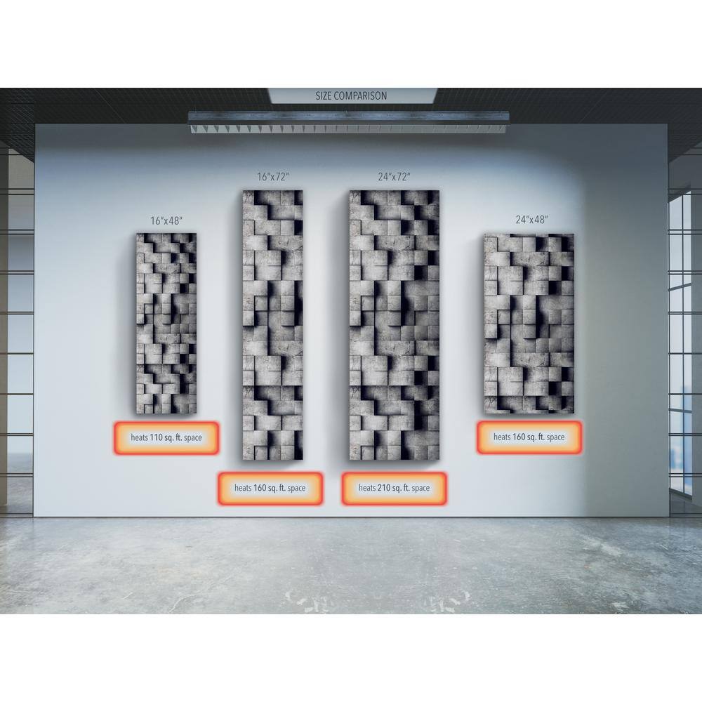 Heat Storm Glass Heater 500-Watt Radiant Wall Hanging Decorative Glass Heat Panel - 3D Concrete HS-1648-V67