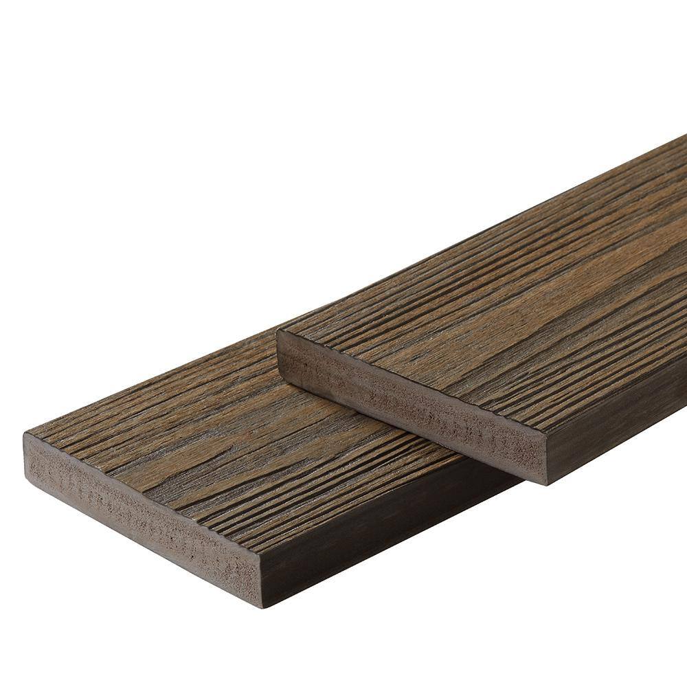 FORTRESS Apex 1 in. x 6 in. x 8 ft. Brazilian Teak Brown PVC Square Deck Boards (2-Pack) 252060822