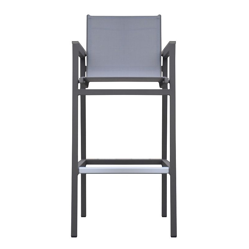 31 Inches Textilene Aluminum Frame Outdoor Barstool， Gray