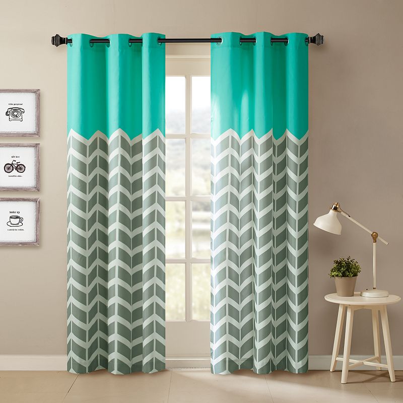 Intelligent Design 2-pack Elle Chevron Room Darkening Window Curtains