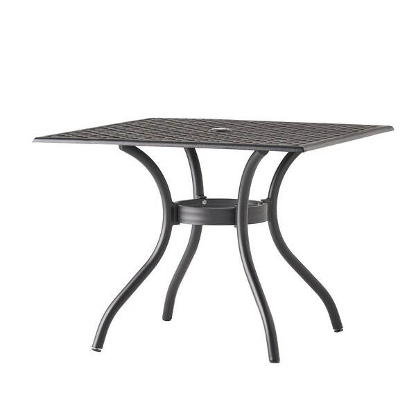 Black Metal Outdoor Patio Dining Table with Umbrella Hole(Table Only)