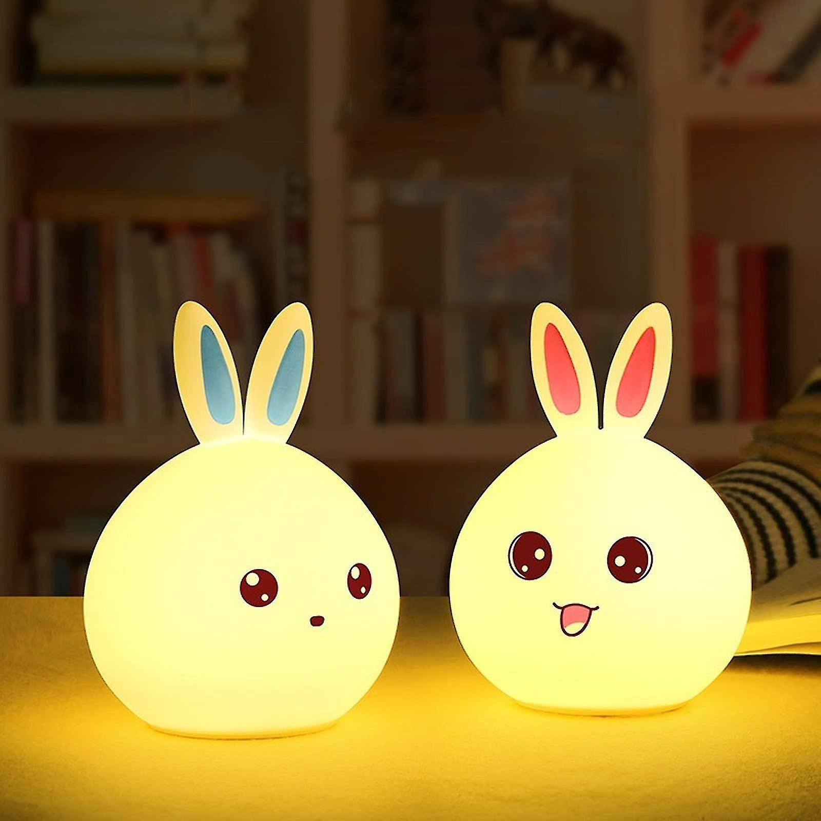 Cute Silicone Rabbit Night Light， Usb Rechargeable Rabbit Led Soft Silicone Touch Sensor Bedside Pat Lamp For Children Baby Kids