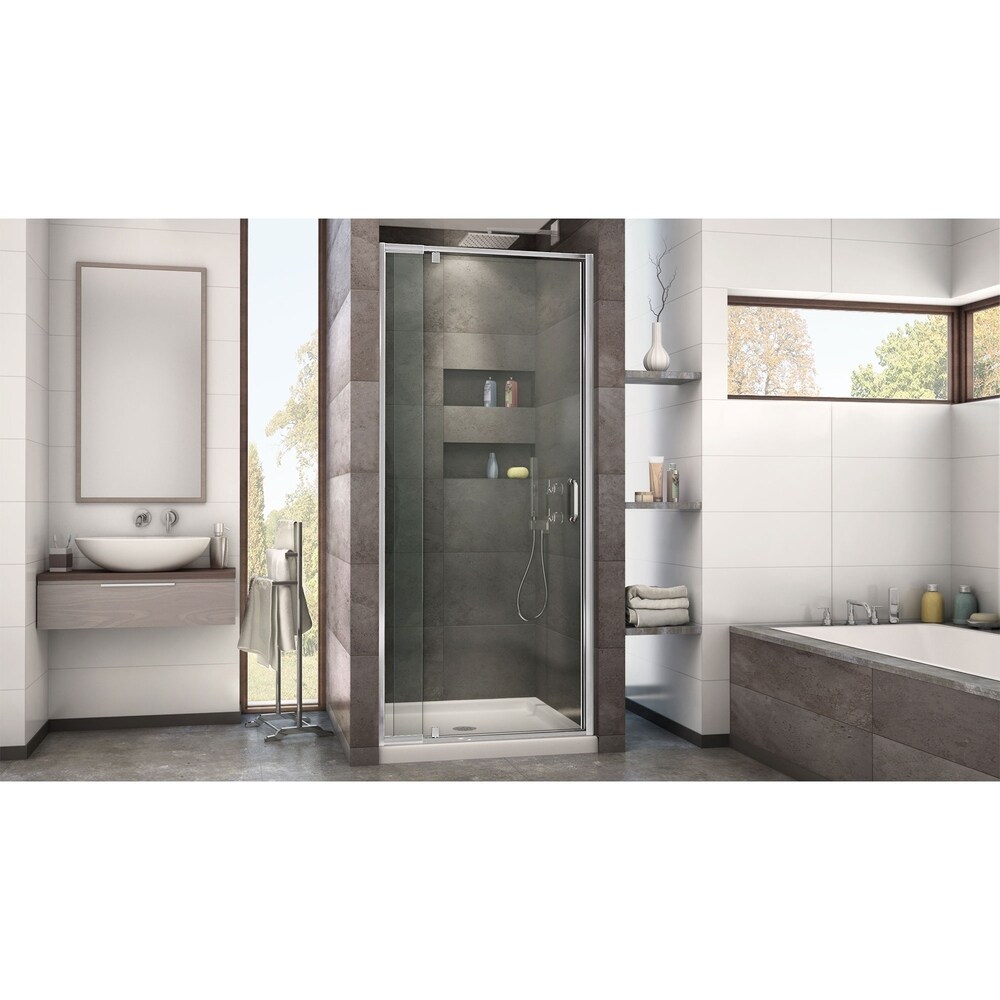 DreamLine Flex 36 in. D x 36 in. W x 74 3/4 in. H Pivot Shower Door and Shower Base Kit   36\