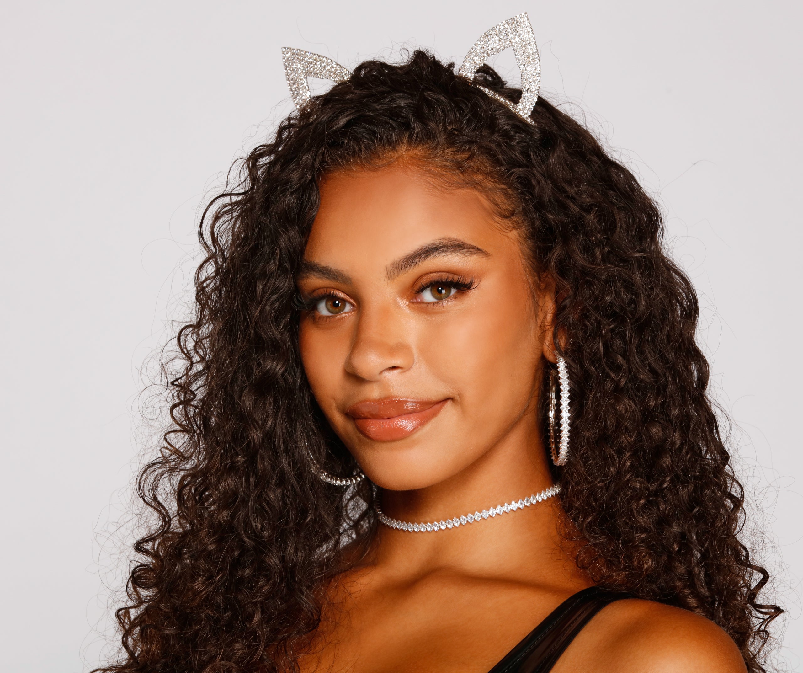 Halloween Rhinestone Cut Out Cat Ears