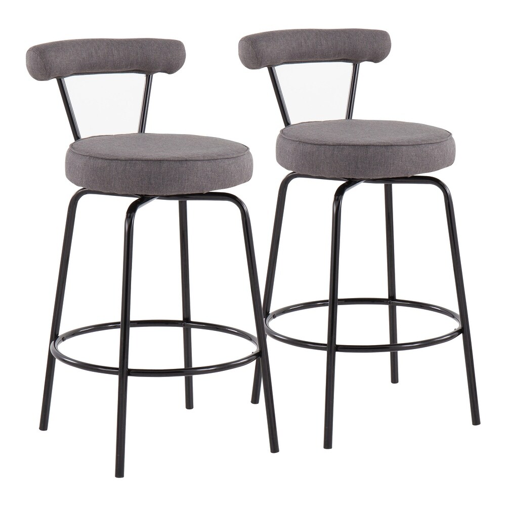 Steel Frame Contemporary Fabric Counter Stool  Set of 2